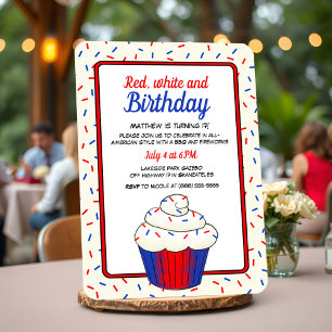 Patriottische 4 juli Fun Vanilla Cupcake Verjaarda Kaart