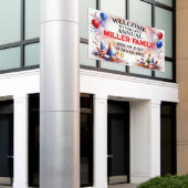 Patriottische 4 juli gezinsviering banner (Buitenkant Gebouw)
