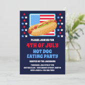 Patriottische 4 juli Hot Dog Party Kaart (Staand voorkant)