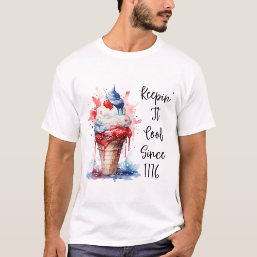 Patriottische 4 juli Ice Cream T-Shirt (Voorkant)