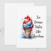 Patriottische 4 juli Ice Cream T-Shirt Feestdagenkaart (Voorkant / Achterkant)