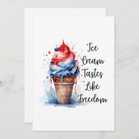 Patriottische 4 juli Ice Cream T-Shirt Feestdagenkaart (Voorkant / Achterkant)
