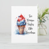 Patriottische 4 juli Ice Cream T-Shirt Feestdagenkaart (Staand voorkant)