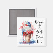 Patriottische 4 juli Ice Cream T-Shirt Magneet (Voorkant / Achterkant)