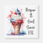 Patriottische 4 juli Ice Cream T-Shirt Magneet (Voorkant)