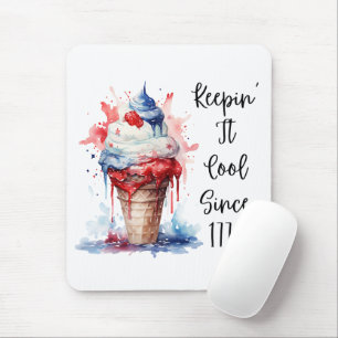 Patriottische 4 juli Ice Cream T-Shirt Muismat