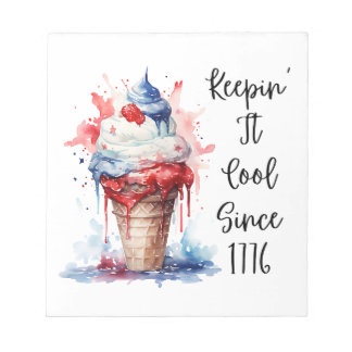 Patriottische 4 juli Ice Cream T-Shirt Notitieblok