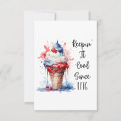 Patriottische 4 juli Ice Cream T-Shirt RSVP Kaartje (Voorkant)