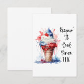 Patriottische 4 juli Ice Cream T-Shirt RSVP Kaartje (Voorkant / Achterkant)