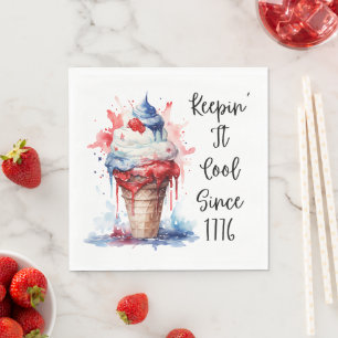 Patriottische 4 juli Ice Cream T-Shirt Servet