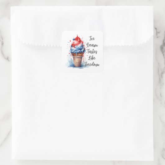 Patriottische 4 juli Ice Cream T-Shirt Vierkante Sticker (Tas)