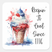 Patriottische 4 juli Ice Cream T-Shirt Vierkante Sticker (Voorkant)