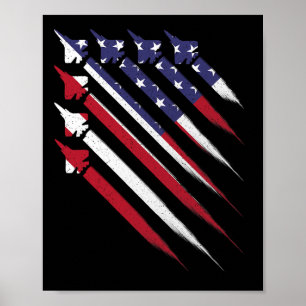 Patriottische 4 juli Jet Usa Amerikaanse Vlag Mann Poster