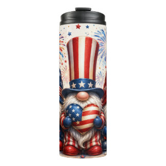 Patriottische 4 juli kabouter Amerikaanse vlag Thermosbeker