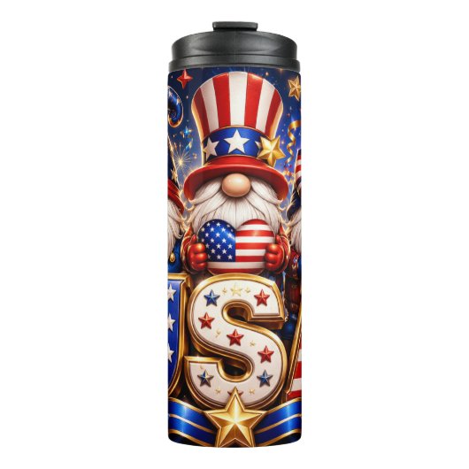 Patriottische 4 juli kabouter USA Thermosbeker (Voorkant)