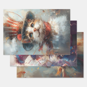 Patriottische 4 juli Katten Decoupage Inpakpapier Vel