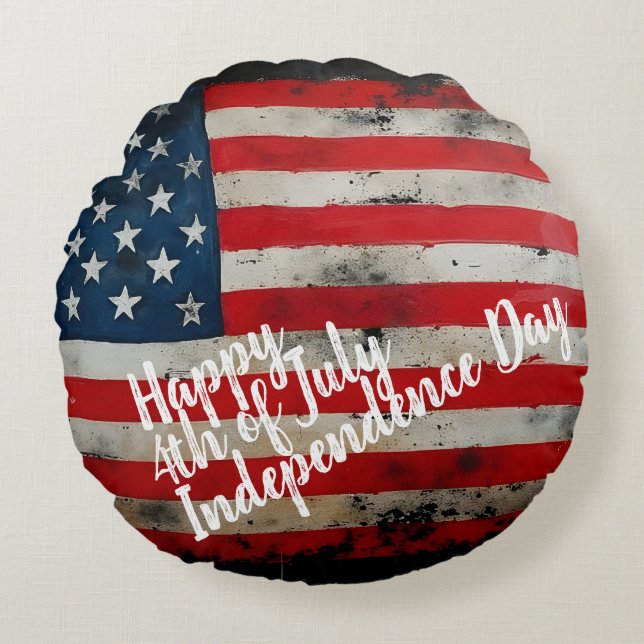 Patriottische 4 juli Onafhankelijkheidsdag Kunst Rond Kussen (Voorkant)