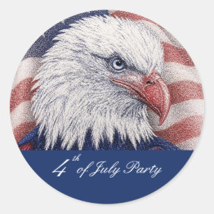 Patriottische 4 juli Rood Wit Blauwe Adelaar Feest Ronde Sticker