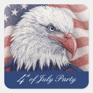 Patriottische 4 juli Rood Wit Blauwe Adelaar Feest Vierkante Sticker