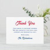 Patriottische 4 juli Rood Wit En Komend Baby Showe Bedankkaart (Staand voorkant)