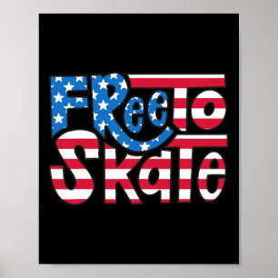 Patriottische 4 juli schaatser Amerikaanse vlag vr Poster