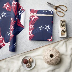 Patriottische 4 juli sterren rood wit en blauw cadeaupapier