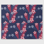 Patriottische 4 juli sterren rood wit en blauw cadeaupapier (Vlak)