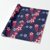Patriottische 4 juli sterren rood wit en blauw cadeaupapier (Uitgerold)