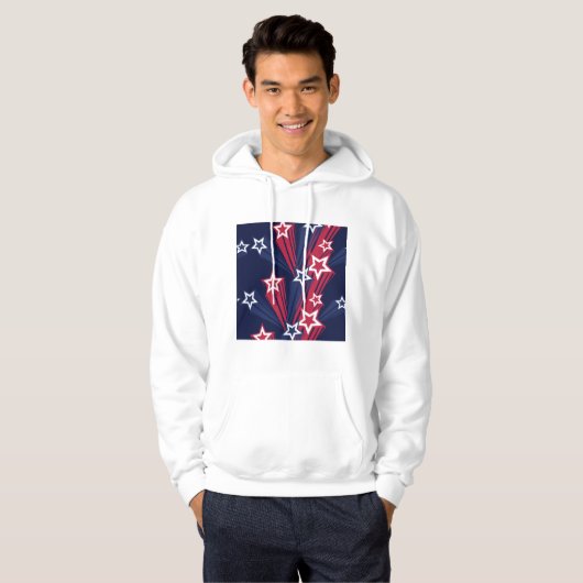 Patriottische 4 juli sterren rood wit en blauw hoodie (Voorkant volledig)