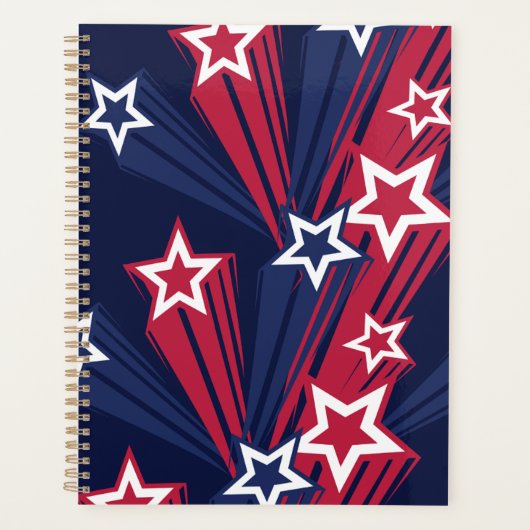 Patriottische 4 juli sterren rood wit en blauw planner (Voorkant)