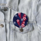 Patriottische 4 juli sterren rood wit en blauw ronde button 7,6 cm (In situ)