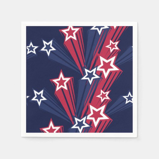 Patriottische 4 juli sterren rood wit en blauw servet (Voorkant)