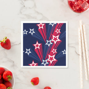 Patriottische 4 juli sterren rood wit en blauw servet