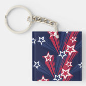 Patriottische 4 juli sterren rood wit en blauw sleutelhanger (Voorkant)