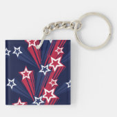 Patriottische 4 juli sterren rood wit en blauw sleutelhanger (Achterkant)