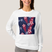 Patriottische 4 juli sterren rood wit en blauw t-shirt (Voorkant)