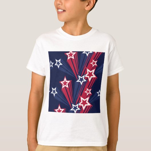 Patriottische 4 juli sterren rood wit en blauw t-shirt (Voorkant)