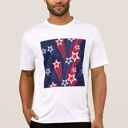 Patriottische 4 juli sterren rood wit en blauw t-shirt (Voorkant)