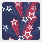 Patriottische 4 juli sterren rood wit en blauw vierkante sticker (Voorkant)