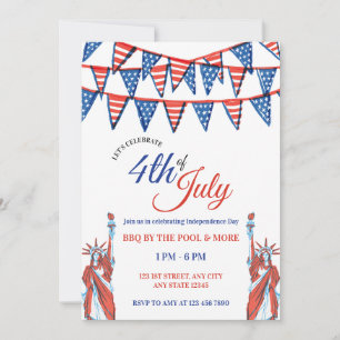 Patriottische 4 juli viering feest uitnodiging