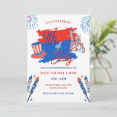 Patriottische 4 juli viering feest uitnodiging (Staand voorkant)