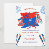 Patriottische 4 juli viering feest uitnodiging (Voorkant / Achterkant)