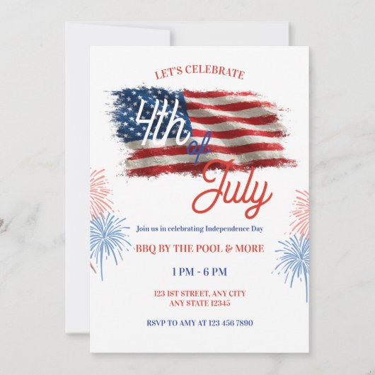 Patriottische 4 juli viering feest uitnodiging (Voorkant)