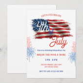 Patriottische 4 juli viering feest uitnodiging (Voorkant / Achterkant)