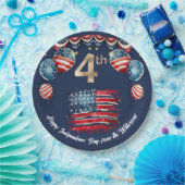 Patriottische 4 juli Viering op Navy Blue Papieren Bordje (Feest)