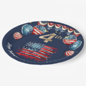 Patriottische 4 juli Viering op Navy Blue Papieren Bordje (Gekanteld)