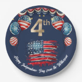 Patriottische 4 juli Viering op Navy Blue Papieren Bordje (Voorkant)