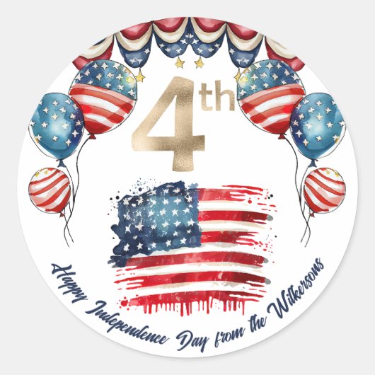 Patriottische 4 juli viering ronde sticker (Voorkant)