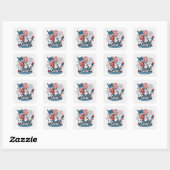 Patriottische 4 juli vierkante sticker (Vel)