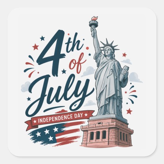 Patriottische 4 juli vierkante sticker (Voorkant)